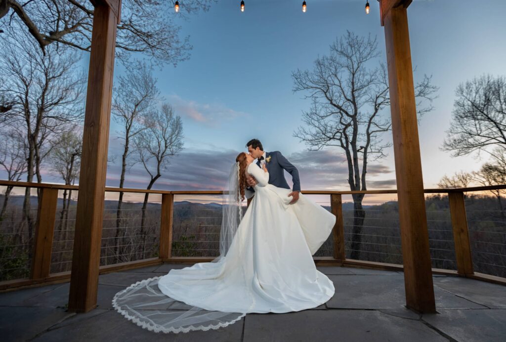 Couple enjoying a ceremony with our romantic elopement packages in North Carolina