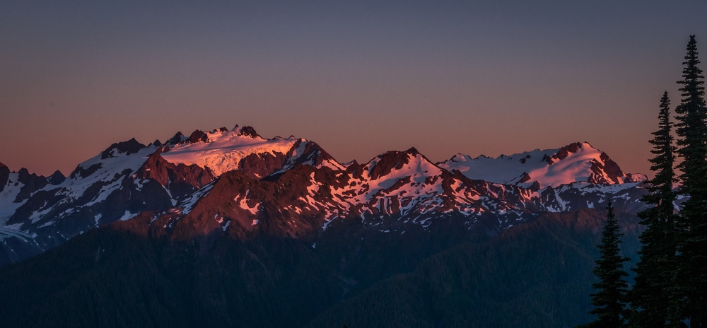 The Olympic Mountain peaks in winter, where you'll find the top winter activities in Olympic National Park